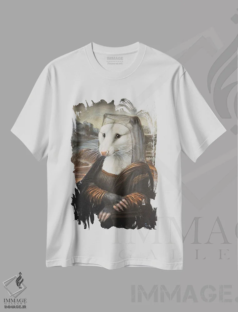 تیشرت سفید طرح دار – تیشرت هنری ,مونا پوزوم اثر ملیندا کوپر فروشگاه ایماژ