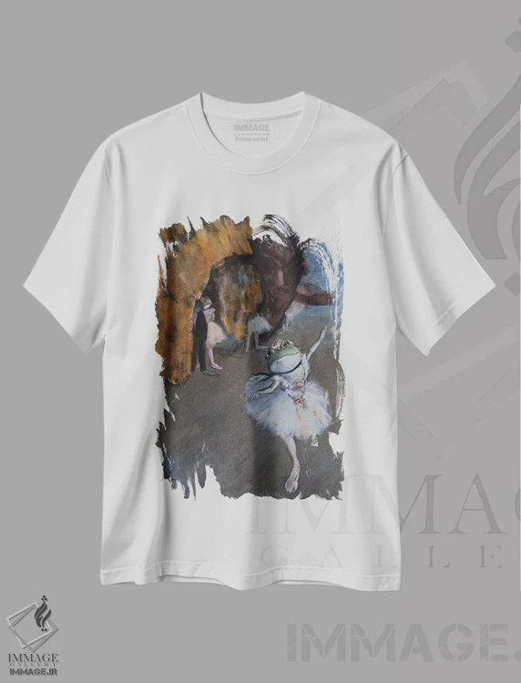 تیشرت سفید طرح دار – تیشرت هنری ,قورباغه ستاره اثر ملیندا کوپر immage.ir
