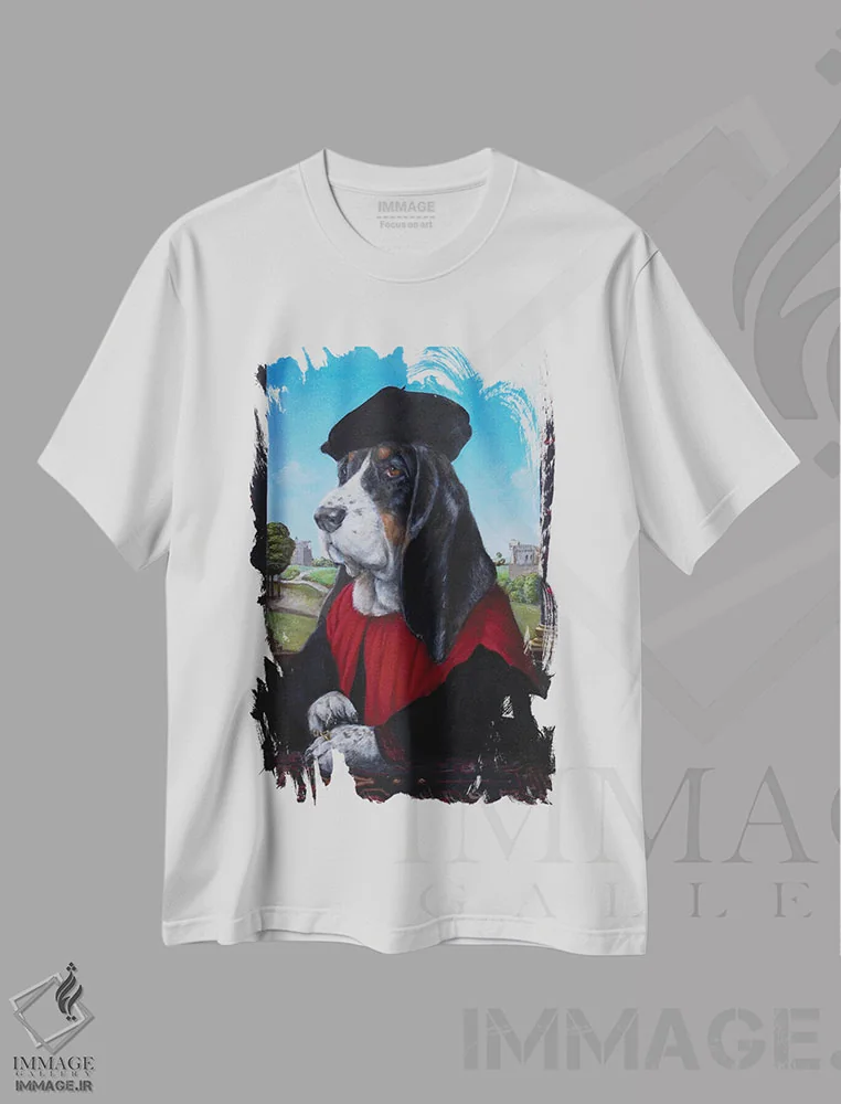 تیشرت سفید طرح دار – تیشرت سگ ها ,جینو اثر ملیندا کوپر immage.ir