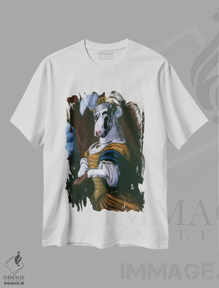 تیشرت سفید طرح دار – تیشرت سگ ها ,علی اثر ملیندا کوپر immage.ir