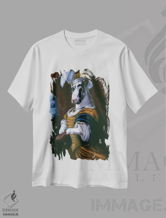 تیشرت سفید طرح دار – تیشرت سگ ها ,علی اثر ملیندا کوپر immage.ir