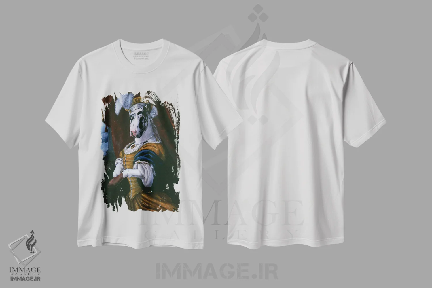 تیشرت سفید طرح دار – تیشرت سگ ها ,علی اثر ملیندا کوپر immage.ir