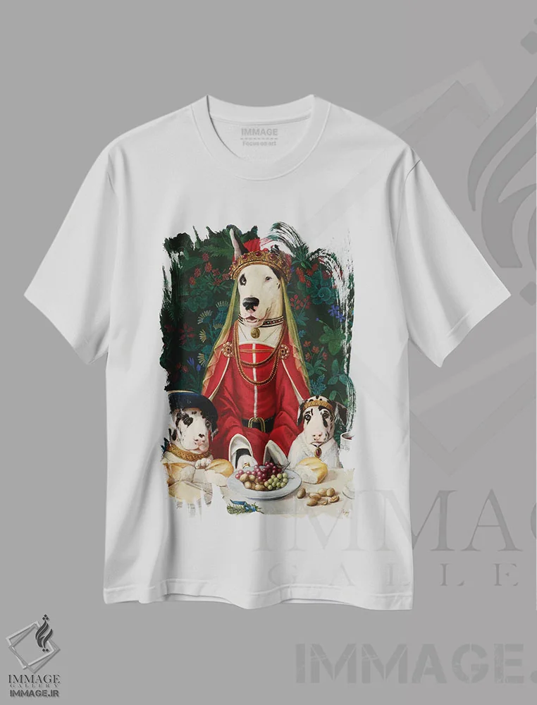 تیشرت سفید طرح دار – تیشرت هنری ,جواهرات کوئین اثر ملیندا کوپر فروشگاه ایماژ