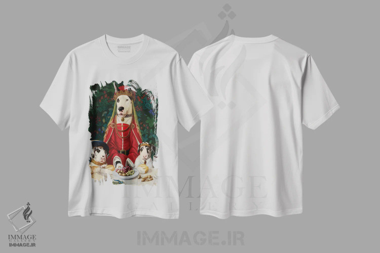 تیشرت سفید طرح دار – تیشرت هنری ,جواهرات کوئین اثر ملیندا کوپر فروشگاه ایماژ