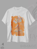 تیشرت سفید طرح دار – تیشرت طبیعت ,رؤیاهای حواصیل روی نارنجی اثر میری اشت immage.ir