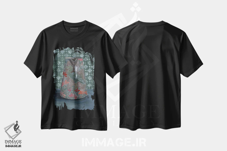 تیشرت مشکی طرح دار – تیشرت پرنده ,گلدان حواصیل اثر میری اشت immage.ir
