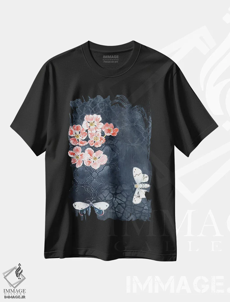 تیشرت مشکی طرح دار – تیشرت پروانه ,شب پره های شبانه اثر میری اشت immage.ir