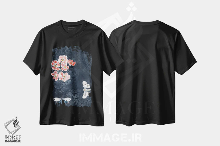 تیشرت مشکی طرح دار – تیشرت پروانه ,شب پره های شبانه اثر میری اشت immage.ir
