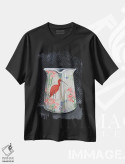 تیشرت مشکی طرح دار – تیشرت هنری ,گلدان با نقش ایبیس سرخ اثر میری اشت immage.ir