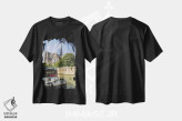 تیشرت مشکی طرح دار – تیشرت شهری ,کلیسای جامع نوتردام پاریس و رود سن اثر ملانی ویولا immage.ir
