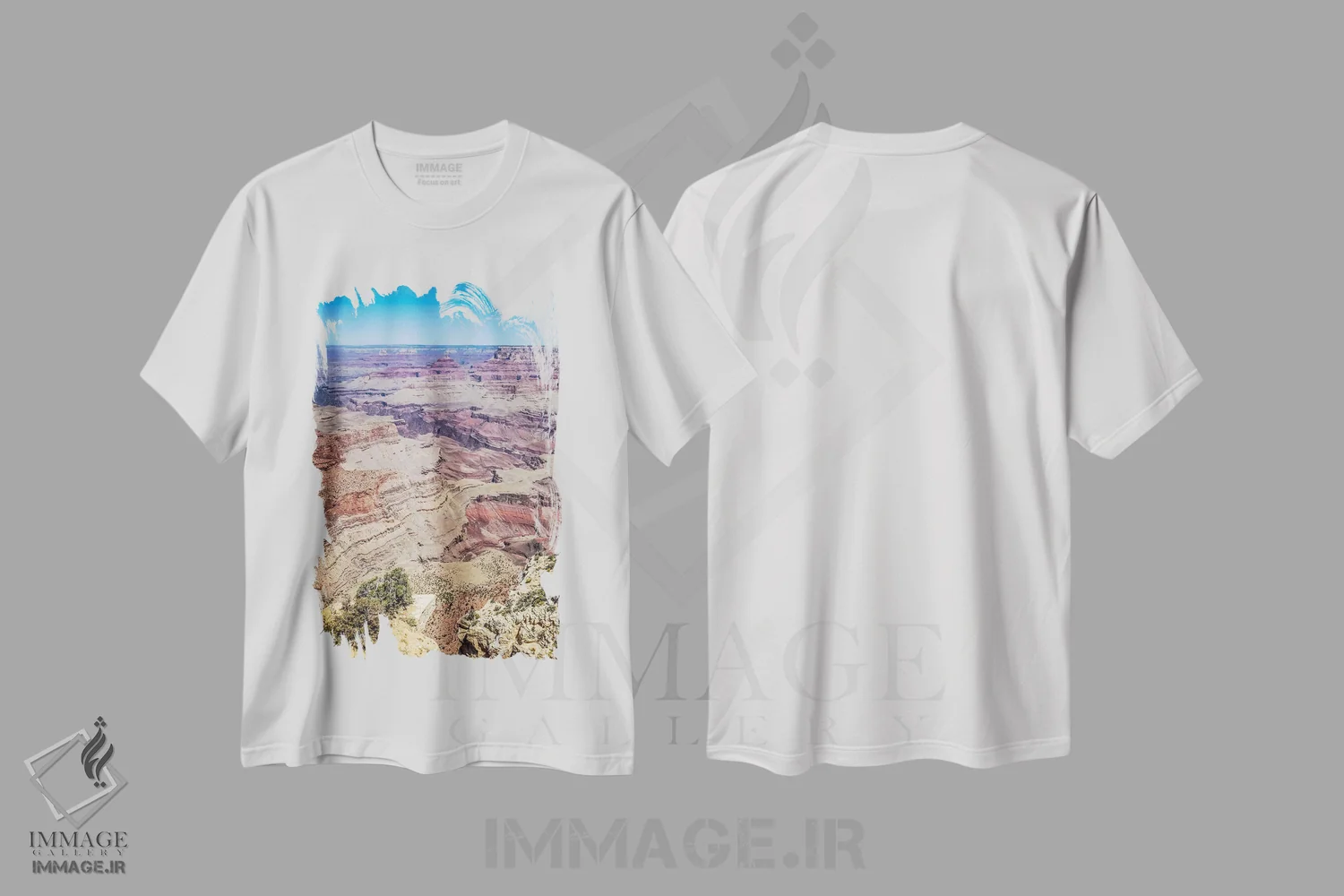 تیشرت سفید طرح دار – تیشرت منظره ,برداشت هنری از گرند کنیون از نقطه موران اثر ملانی ویولا فروشگاه ایماژ