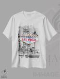 تیشرت سفید طرح دار – تیشرت شهری ,تابلوی معروف لاس وگاس اثر ملانی ویولا فروشگاه ایماژ