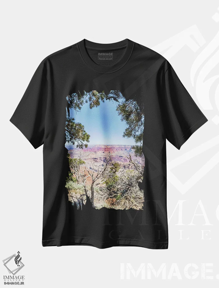 تیشرت مشکی طرح دار – تیشرت طبیعت ,برداشت هنری از گرند کنیون از نقطه ناواهو اثر ملانی ویولا فروشگاه ایماژ