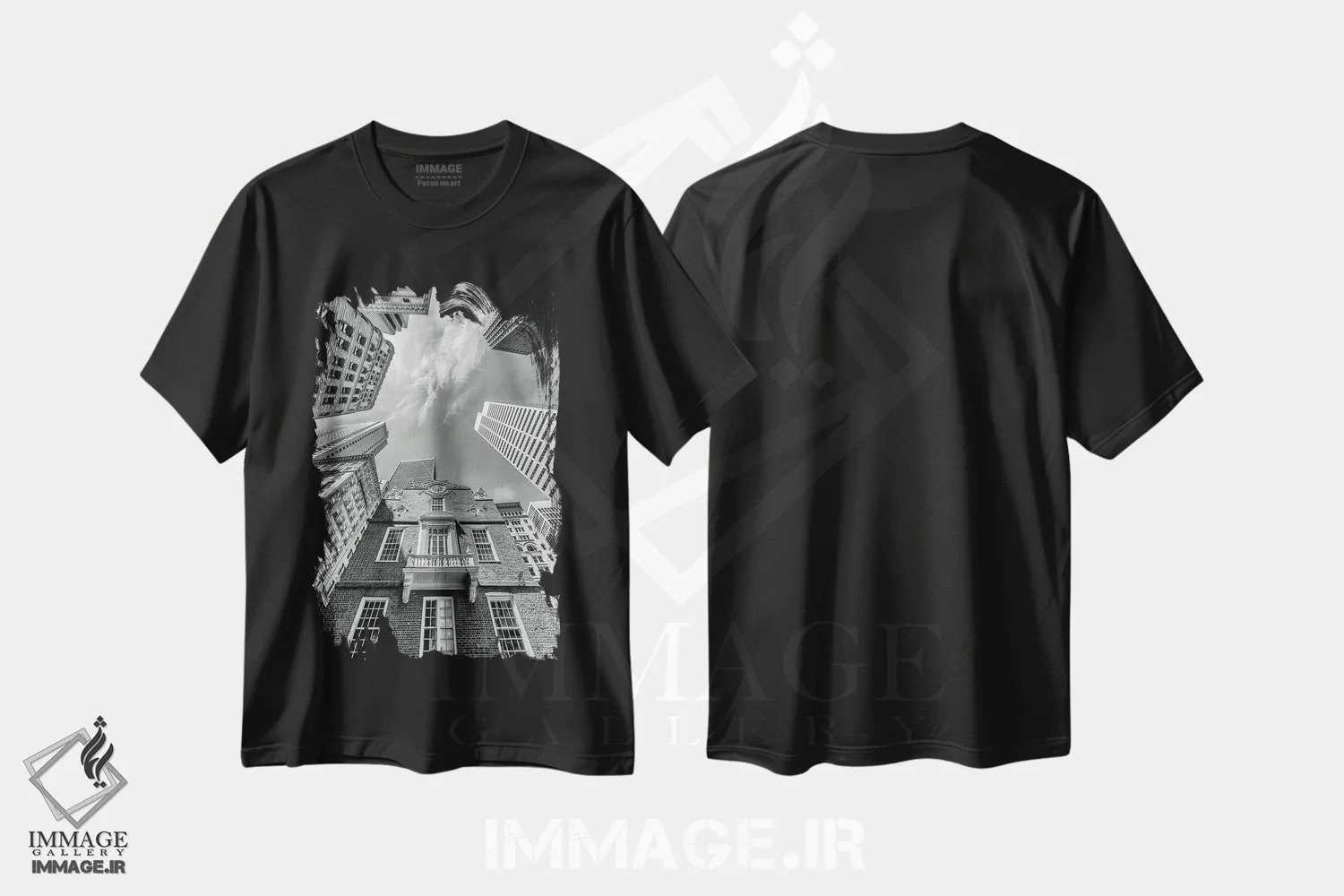 تیشرت مشکی طرح دار – تیشرت سیاه و سفید ,ساختمان قدیمی مجلس ایالت بوستون اثر ملانی ویولا فروشگاه ایماژ