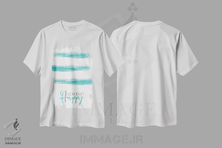 تیشرت سفید طرح دار – تیشرت تایپوگرافی ,شاد بودن را انتخاب کن اثر ملانی ویولا فروشگاه ایماژ