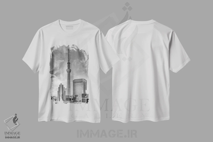 تیشرت سفید طرح دار – تیشرت شهری ,توکیو اسکای تری چشمگیر در کنار رودخانه سومیدا اثر ملانی ویولا immage.ir