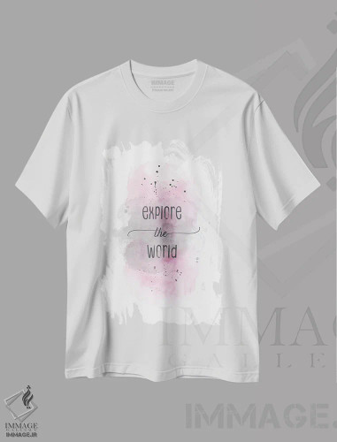 تیشرت سفید طرح دار – تیشرت تایپوگرافی ,دنیا را کشف کن اثر ملانی ویولا فروشگاه ایماژ