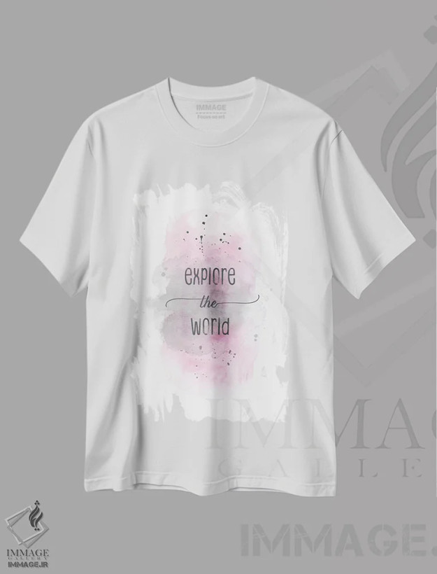 تیشرت سفید طرح دار – تیشرت تایپوگرافی ,دنیا را کشف کن اثر ملانی ویولا فروشگاه ایماژ