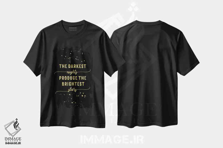 تیشرت مشکی طرح دار – تیشرت طلایی انگیزشی ,طلایی: تاریک ترین شب ها درخشان ترین ستاره ها را می آفرینند اثر ملانی ویولا immage.ir