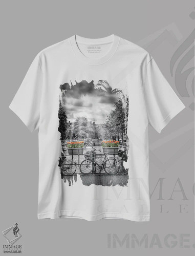 تیشرت سفید طرح دار – تیشرت شهری ,کانال هرنگراخت آمستردام اثر ملانی ویولا فروشگاه ایماژ