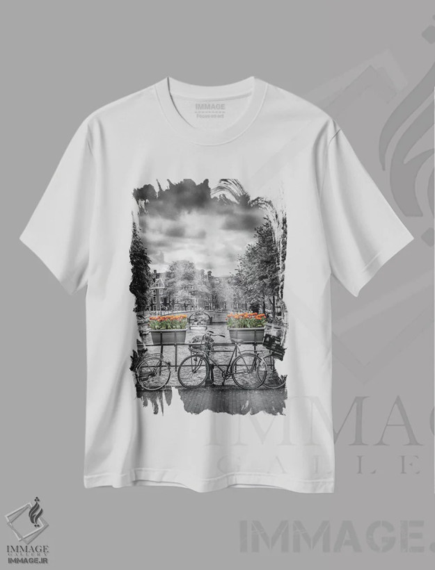 تیشرت سفید طرح دار – تیشرت شهری ,کانال هرنگراخت آمستردام اثر ملانی ویولا فروشگاه ایماژ