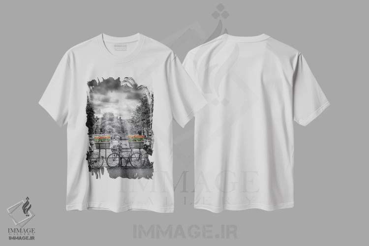 تیشرت سفید طرح دار – تیشرت شهری ,کانال هرنگراخت آمستردام اثر ملانی ویولا فروشگاه ایماژ