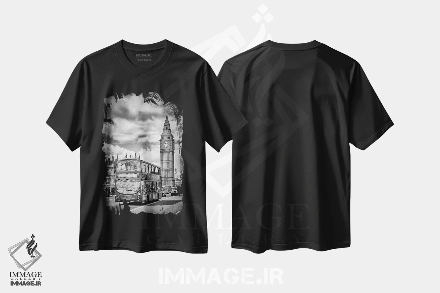 تیشرت مشکی طرح دار – تیشرت معماری ,ساختمان پارلمان لندن و ترافیک اطراف اثر ملانی ویولا فروشگاه ایماژ