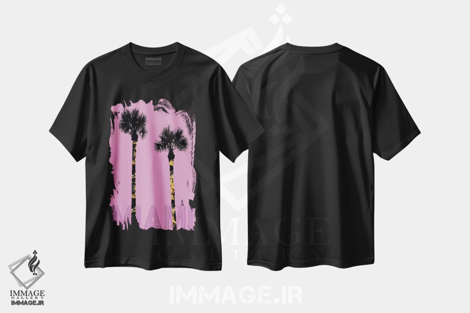 تیشرت مشکی طرح دار – تیشرت طبیعت ,نخل های میامی اثر ملانی ویولا immage.ir