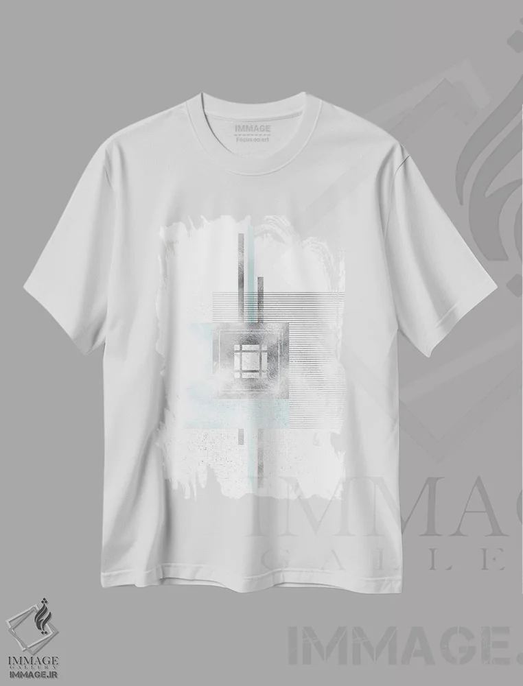 تیشرت سفید طرح دار – تیشرت هنری مینیمال ,طرح اسکاندیناوی شماره اثر ملانی ویولا immage.ir