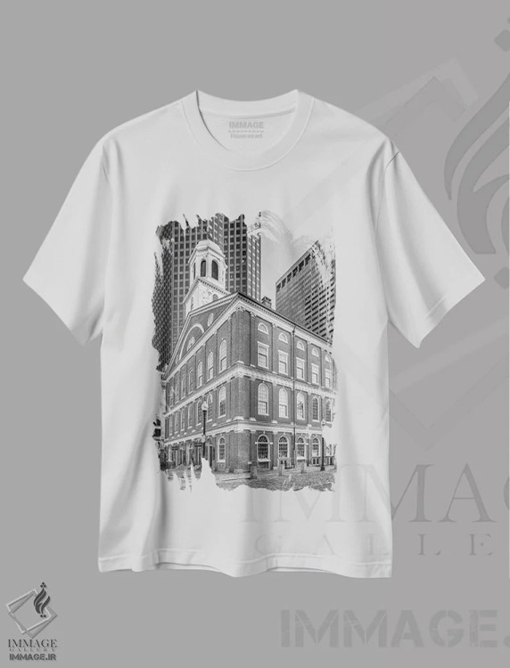 تیشرت سفید طرح دار – تیشرت شهری ,سالن فنویل بوستون اثر ملانی ویولا immage.ir