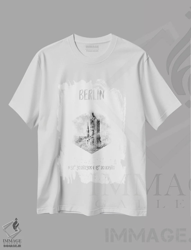 تیشرت سفید طرح دار – تیشرت شهری ,مختصات برلین اثر ملانی ویولا فروشگاه ایماژ