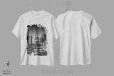 تیشرت سفید طرح دار – تیشرت سیاه و سفید ,خط افق بوستون، منطقه نورث اند و بخش مالی اثر ملانی ویولا immage.ir