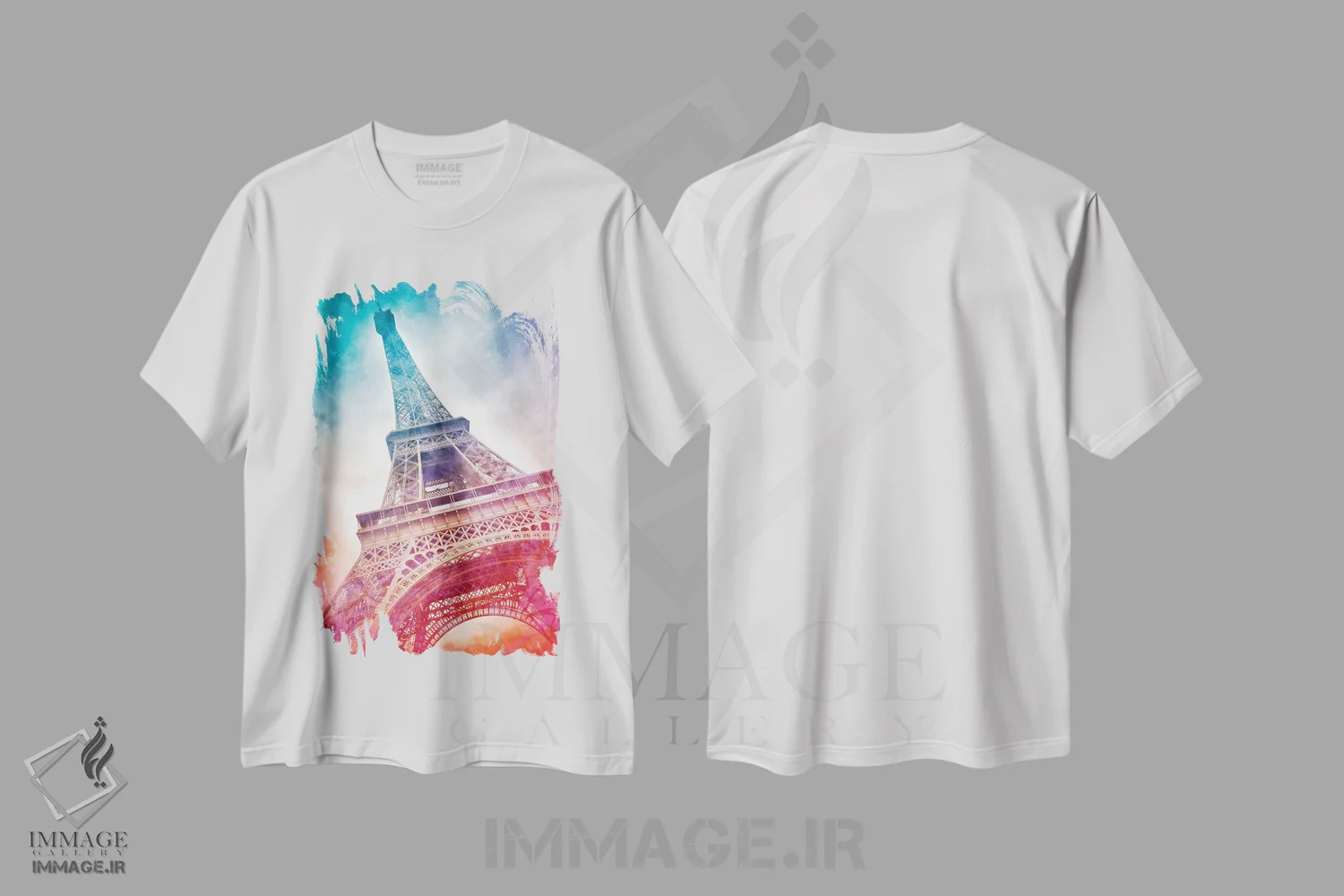 تیشرت سفید طرح دار – تیشرت شهری ,هنر مدرن برج ایفل پاریس اثر ملانی ویولا immage.ir