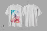 تیشرت سفید طرح دار – تیشرت شهری ,هنر مدرن برج ایفل پاریس اثر ملانی ویولا immage.ir