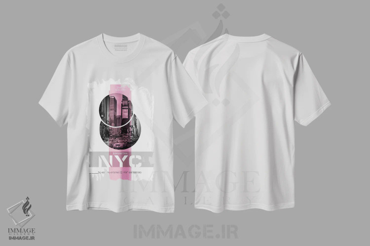 تیشرت سفید طرح دار – تیشرت استریت استایل ,پوستر آرت تایمز اسکوئر نیویورک | صورتی اثر ملانی ویولا فروشگاه ایماژ