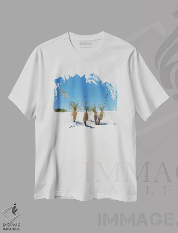 تیشرت سفید طرح دار – تیشرت طبیعت ,تپه های شنی و یوکا، وایت سندز اثر ملانی ویولا فروشگاه ایماژ