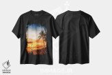 تیشرت مشکی طرح دار – تیشرت طبیعت ,غروب عاشقانه ساحل بونیتا اثر ملانی ویولا immage.ir