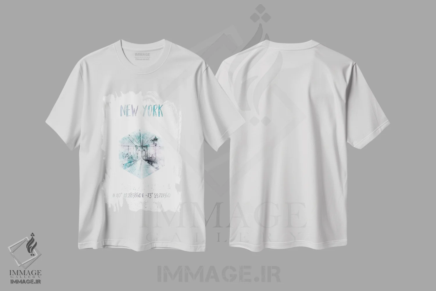 تیشرت سفید طرح دار – تیشرت گرافیکی ,مختصات پل بروکلین نیویورک اثر ملانی ویولا فروشگاه ایماژ