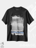 تیشرت مشکی طرح دار – تیشرت تابستانی ,صحنه ساحل با برجستگی رنگ آبی اثر ملانی ویولا فروشگاه ایماژ