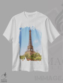 تیشرت سفید طرح دار – تیشرت شهری ,نمای پاریس اثر ملانی ویولا فروشگاه ایماژ