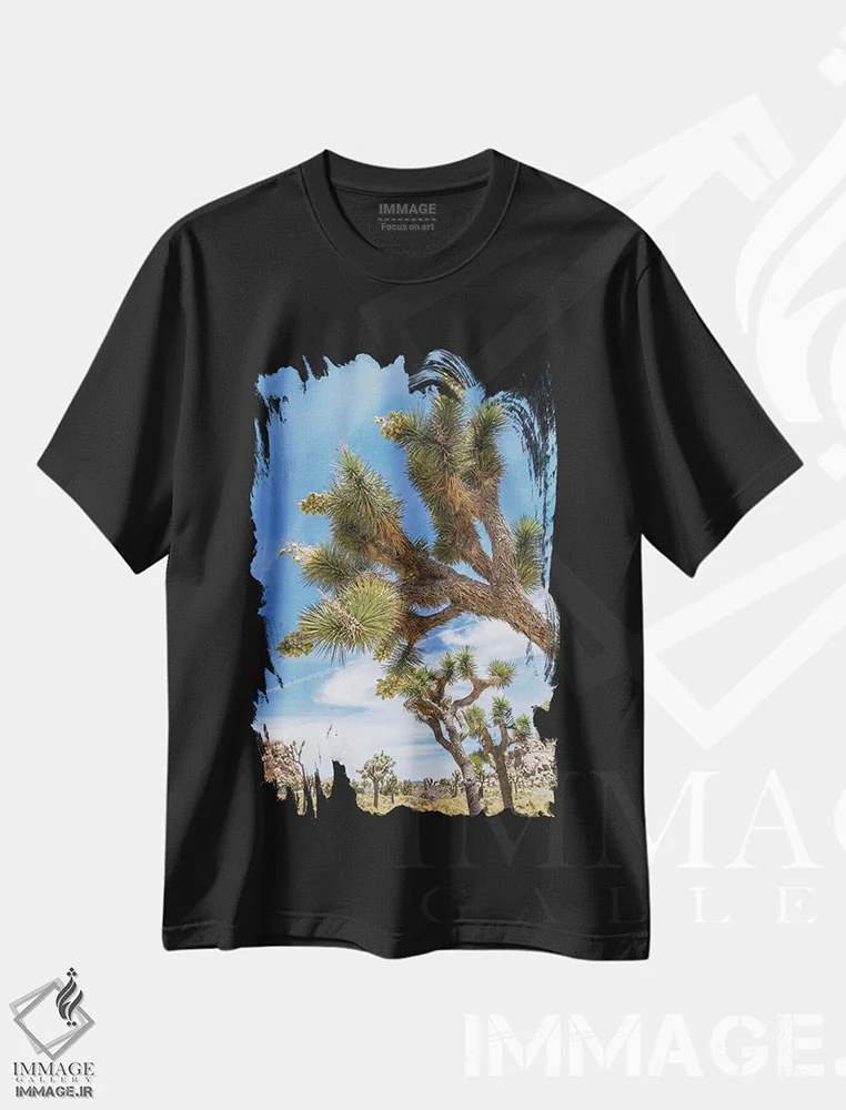 تیشرت مشکی طرح دار – تیشرت منظره ,پارک ملی زیبای جاشوا تری اثر ملانی ویولا فروشگاه ایماژ