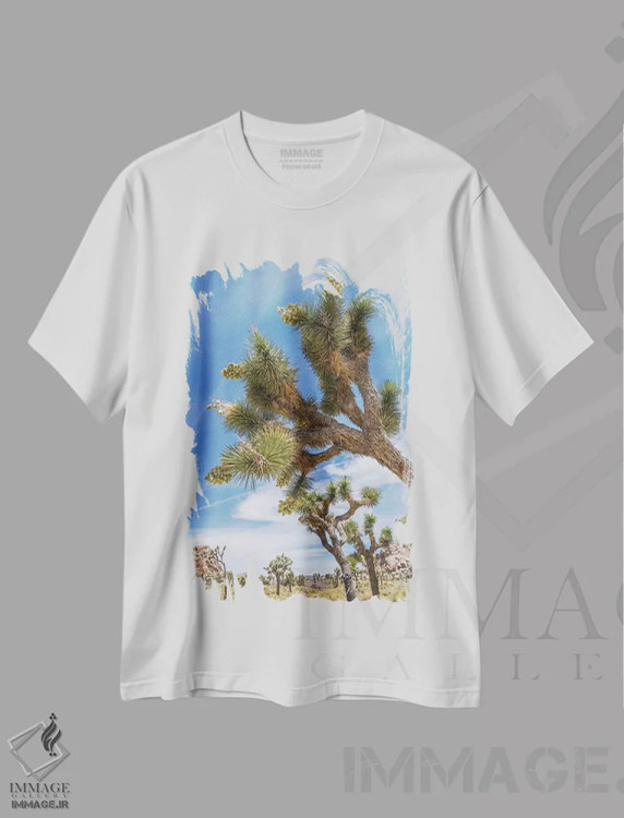 تیشرت سفید طرح دار – تیشرت منظره ,پارک ملی زیبای جاشوا تری اثر ملانی ویولا immage.ir