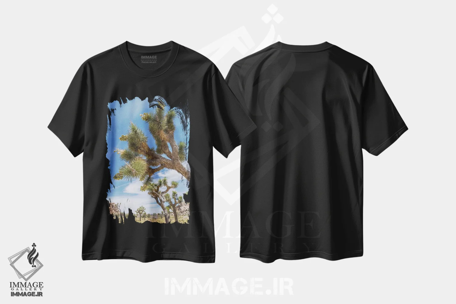 تیشرت مشکی طرح دار – تیشرت منظره ,پارک ملی زیبای جاشوا تری اثر ملانی ویولا فروشگاه ایماژ