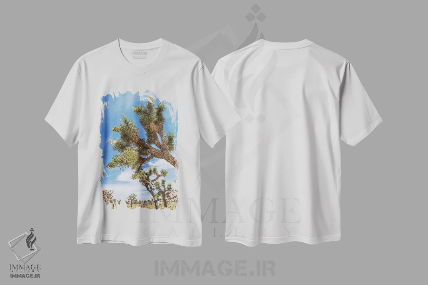 تیشرت سفید طرح دار – تیشرت منظره ,پارک ملی زیبای جاشوا تری اثر ملانی ویولا immage.ir