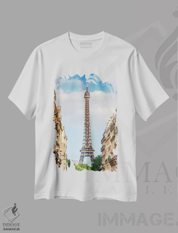 تیشرت سفید طرح دار – تیشرت پاریسی ,لطافت پاریسی اثر ملانی ویولا فروشگاه ایماژ