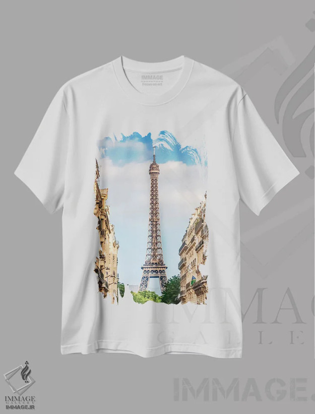 تیشرت سفید طرح دار – تیشرت پاریسی ,لطافت پاریسی اثر ملانی ویولا فروشگاه ایماژ