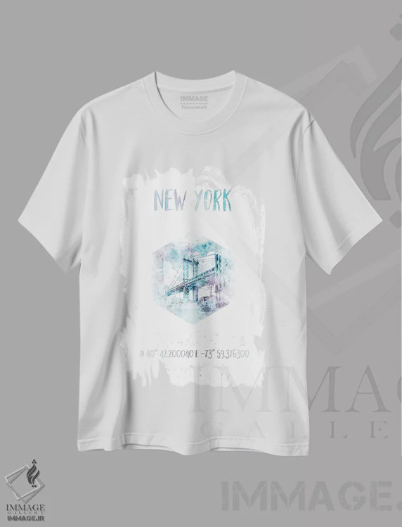 تیشرت سفید طرح دار – تیشرت شهری ,مختصات پل منهتن نیویورک اثر ملانی ویولا immage.ir