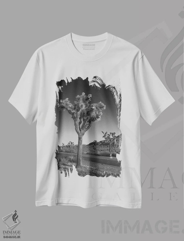 تیشرت سفید طرح دار – تیشرت طبیعت ,بلوار پارک و جاشوا تری اثر ملانی ویولا فروشگاه ایماژ