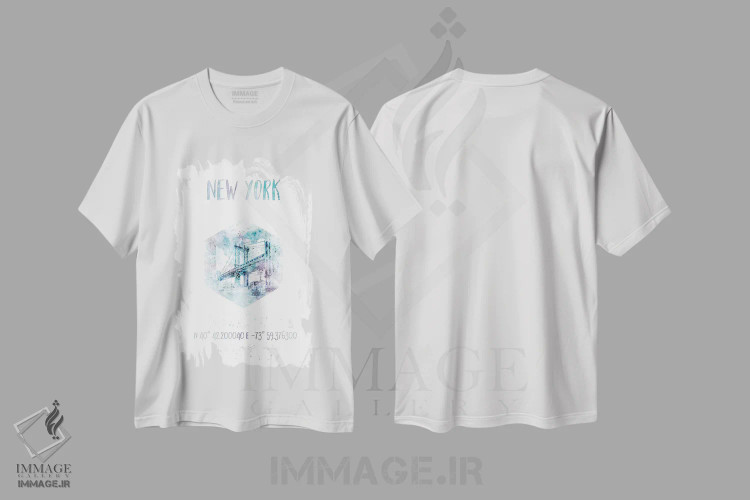 تیشرت سفید طرح دار – تیشرت شهری ,مختصات پل منهتن نیویورک اثر ملانی ویولا immage.ir