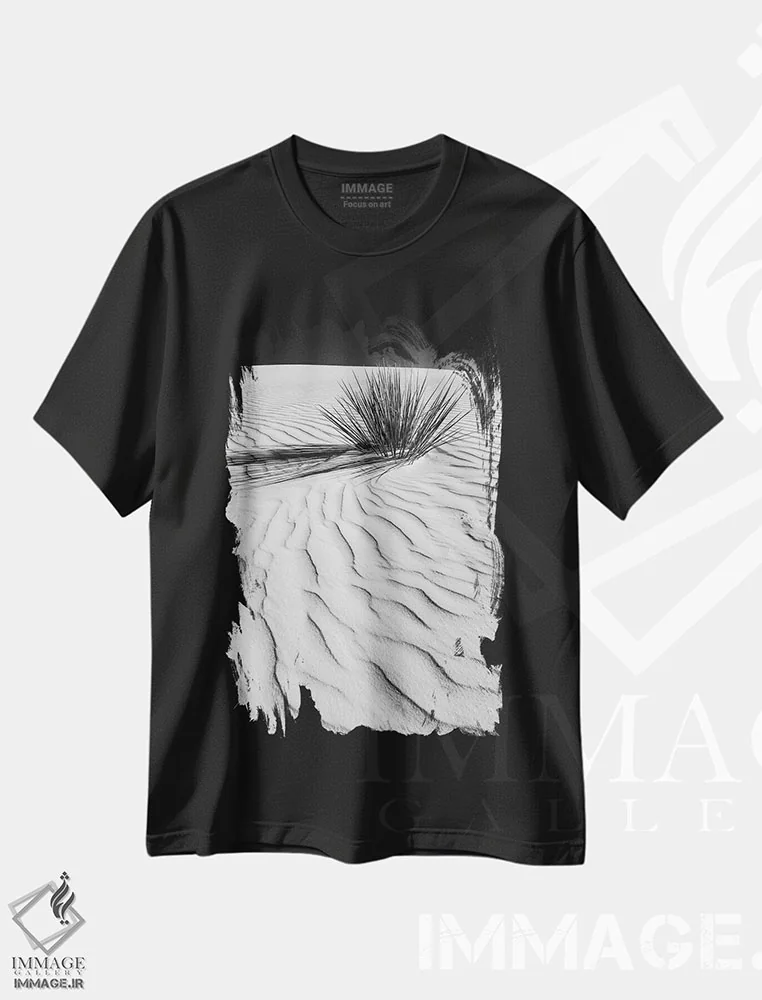 تیشرت مشکی طرح دار – تیشرت هنری ,تپه شنی وایت سندز اثر ملانی ویولا immage.ir